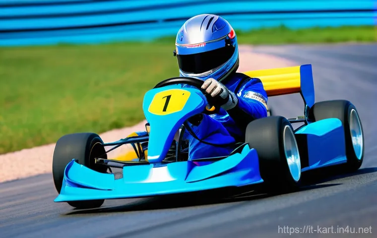 카트라이더 게임 트랙 공략법 - **Prompt 1: The Apex of a Perfect Drift**
    A highly dynamic, low-angle shot of a male racer, in h...