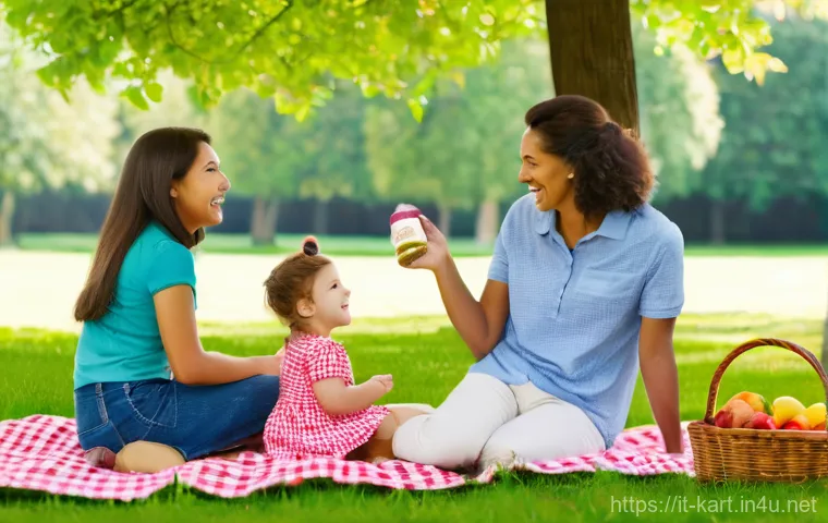 카트라이더 팀플레이 노하우 - Image Prompt 1: Joyful Family Picnic in a Sunny Park**
