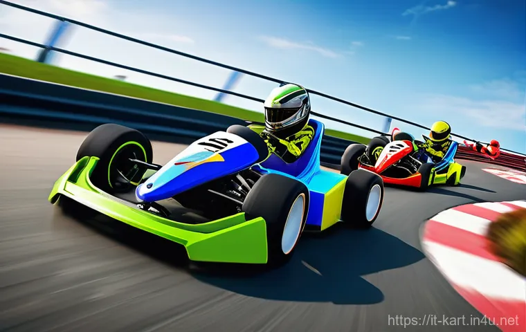 카트라이더 아이템전 승리 확률 높이기 - **Prompt 1: Strategic Chaos in a Narrow Passage**
A vibrant, high-octane KartRider race unfolds ...