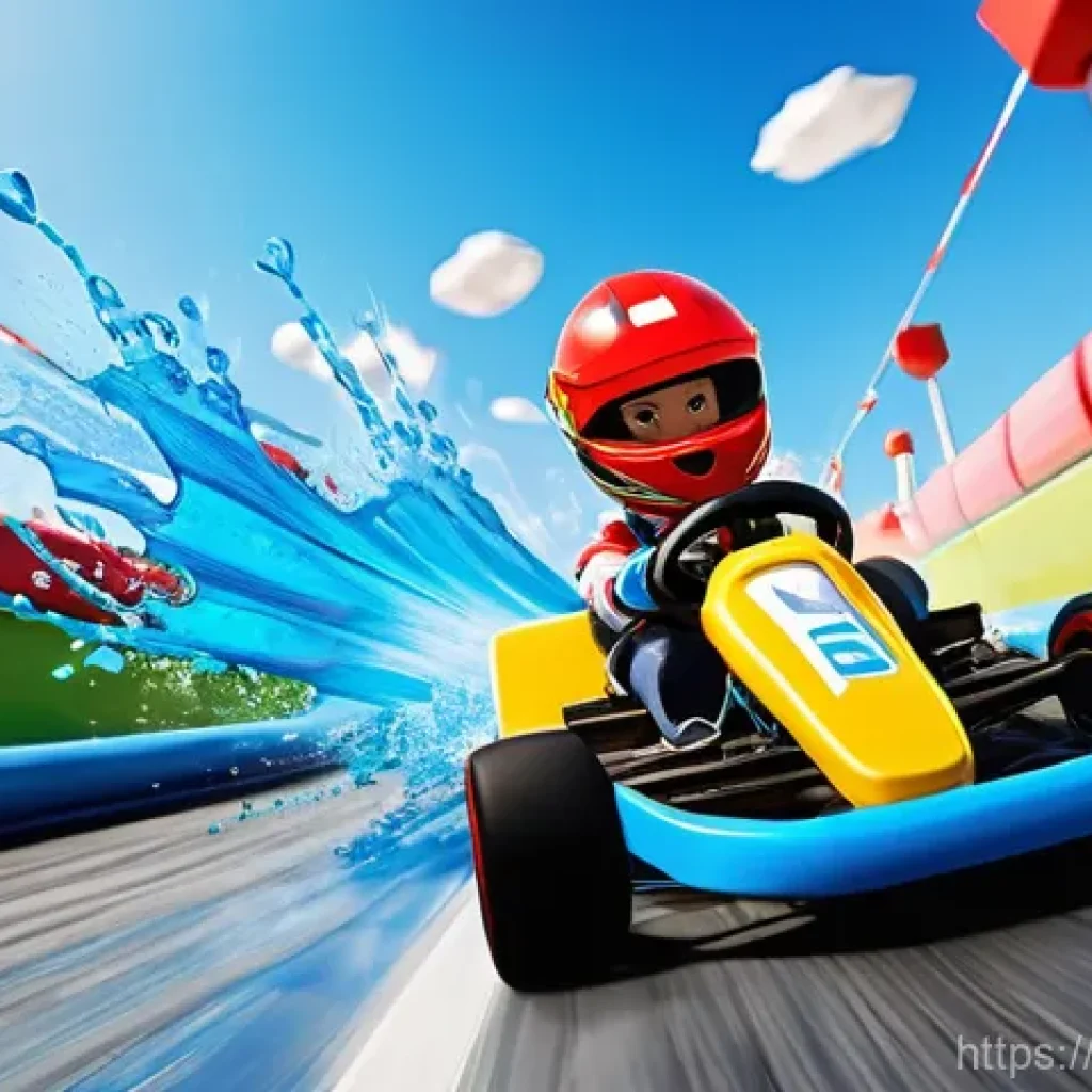 카트라이더 배틀모드 전략 - **Prompt: Strategic Water Bomb Launch on a Toy Factory Track**
    "A dynamic, high-octane scene fro...