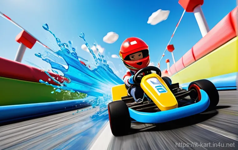 카트라이더 배틀모드 전략 - **Prompt: Strategic Water Bomb Launch on a Toy Factory Track**
"A dynamic, high-octane scene fro...