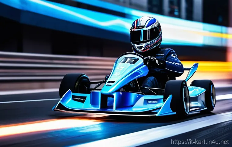 카트라이더 신규 기능 활용 - **Prompt:** "A highly customized racing kart, painted in a lustrous metallic pearl white with electr...