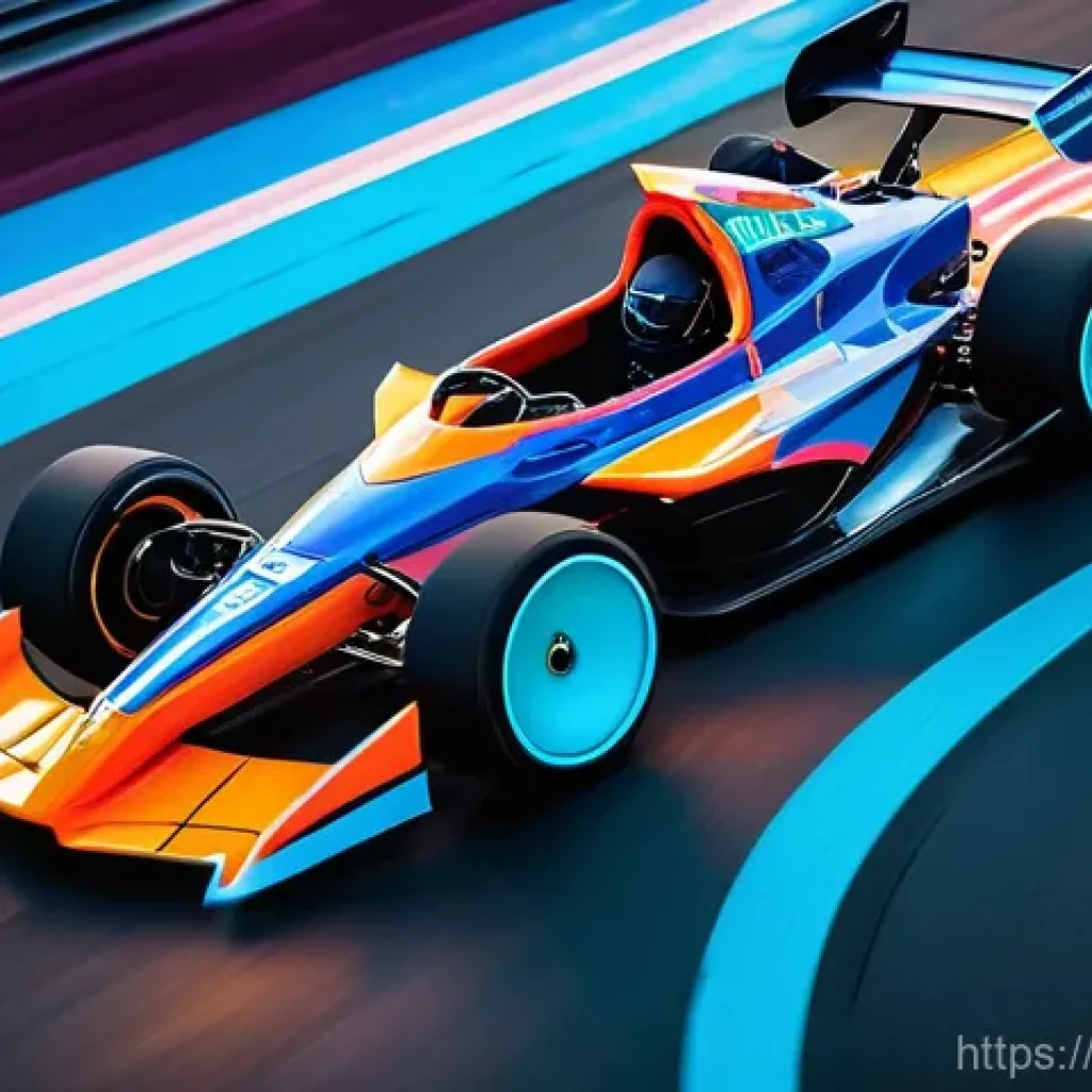 카트라이더 신규 업데이트 예고 - A vibrant, high-energy overhead shot of a custom-designed racing kart, mid-drift, on a visually stri...