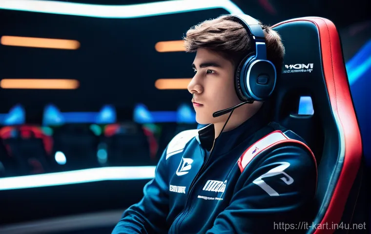카트라이더 글로벌 대회 준비 - **Prompt 1: Champion's Mental Focus**
"A young adult esports racer, with a determined and calm e...