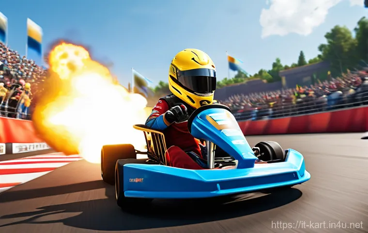 카트라이더 팀플레이와 전략적 사고 - **Prompt: Synchronized KartRider Team Action**
    "An action-packed scene from a KartRider race, sh...
