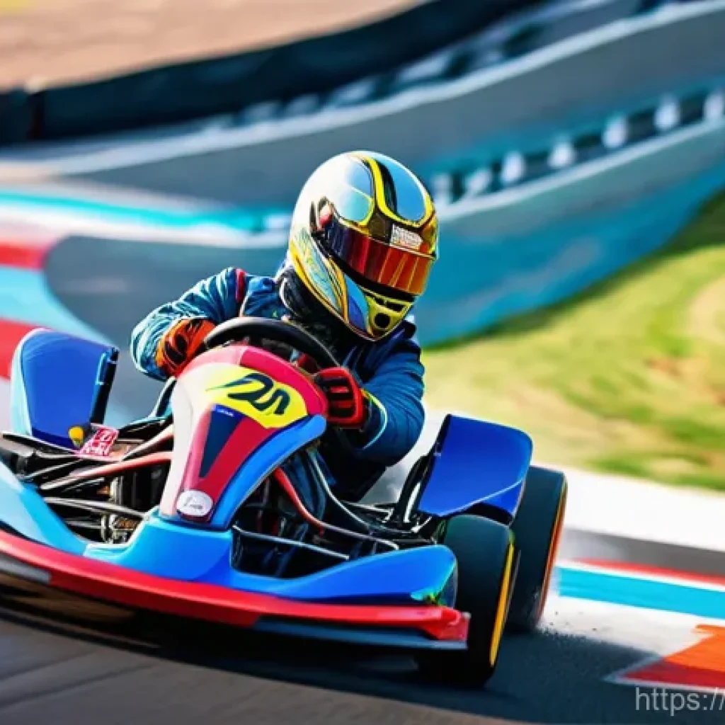 카트라이더 초보 유저와 프로 유저 차이 - **Prompt:** A male racer, mid-20s, dressed in a sleek, vibrant, and modest futuristic racing suit wi...