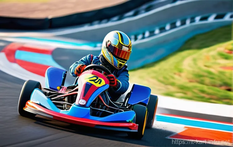 카트라이더 초보 유저와 프로 유저 차이 - **Prompt:** A male racer, mid-20s, dressed in a sleek, vibrant, and modest futuristic racing suit wi...