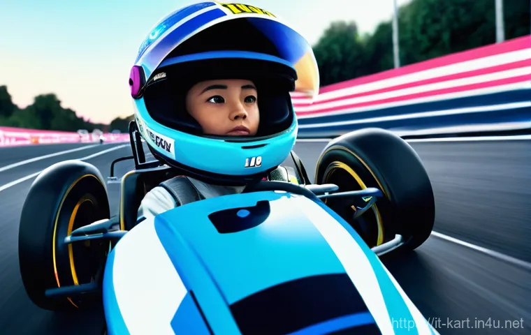 카트라이더 초보 유저와 프로 유저 차이 - **Prompt:** A male racer, mid-20s, dressed in a sleek, vibrant, and modest futuristic racing suit wi...