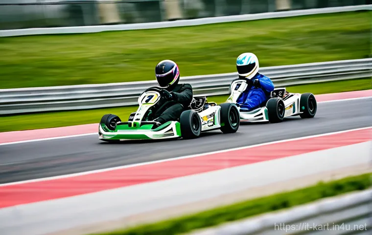 카트라이더 초보 유저와 프로 유저 차이 - **Prompt:** A diverse group of young adult racers, both male and female, are depicted in a moment of...