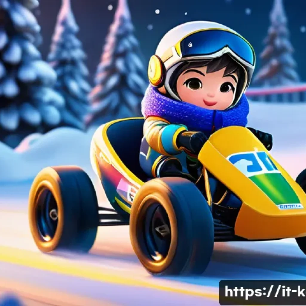 카트라이더 팬아트 대회의 글로벌 트렌드 분석 - A vibrant, highly detailed chibi-style illustration of KartRider character Bazzi, wearing a cozy, st...