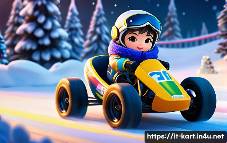 카트라이더 팬아트 대회의 글로벌 트렌드 분석 - A vibrant, highly detailed chibi-style illustration of KartRider character Bazzi, wearing a cozy, st...