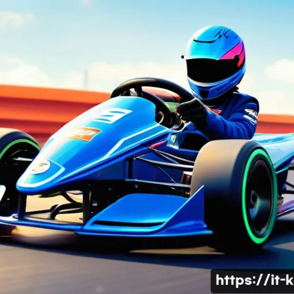 카트라이더 초보자를 위한 트랙별 공략 - **Prompt:** A dynamic, high-energy illustration of a KartRider-style race, focusing on the "Art of t...