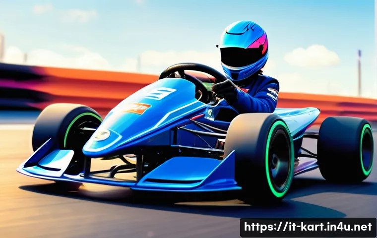 카트라이더 초보자를 위한 트랙별 공략 - **Prompt:** A dynamic, high-energy illustration of a KartRider-style race, focusing on the "Art of t...