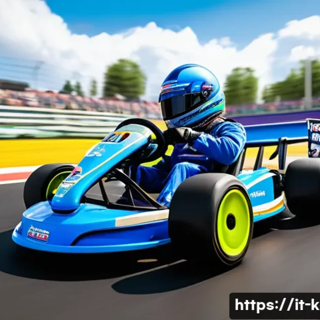 카트라이더 신규 업데이트와 커뮤니티 발전 - A dynamic racing scene showcasing customizable karts speeding through a vibrant, detailed circuit wi...