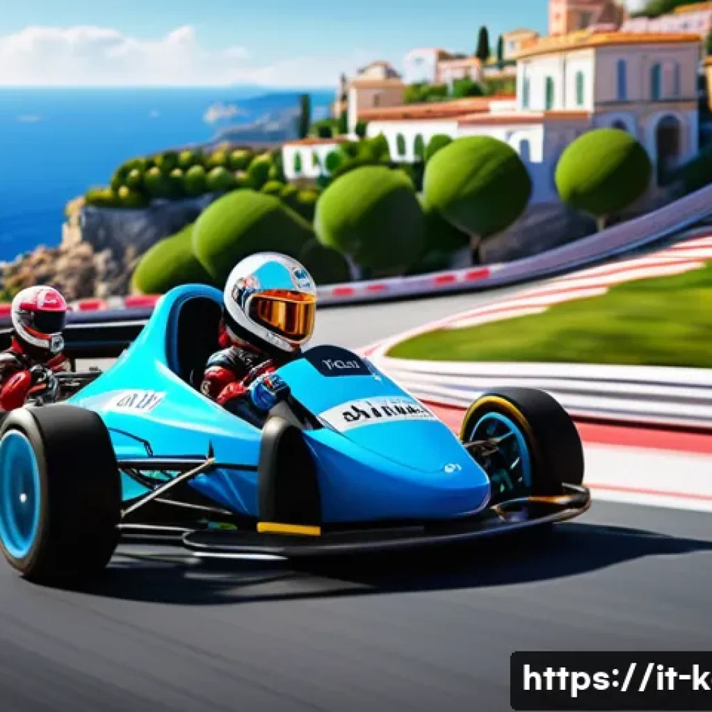 카트라이더 업데이트 공지 분석 - A vibrant and detailed kart racing scene set on a newly designed, immersive circuit inspired by Ital...