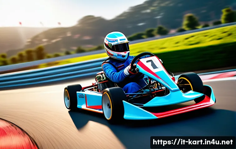 카트라이더 스피드전 상위권 공략 - A dynamic scene of a high-tech kart racing on a vibrant, twisting circuit inspired by Italian landsc...