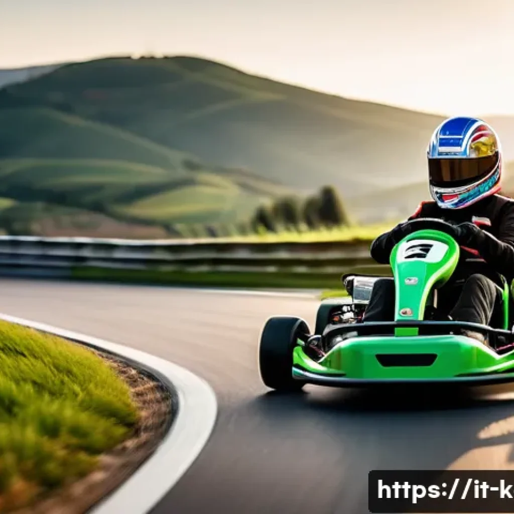 카트라이더 속도 유지 비법 - A dynamic racing scene on a twisting kart track set in an Italian countryside with vibrant green hil...