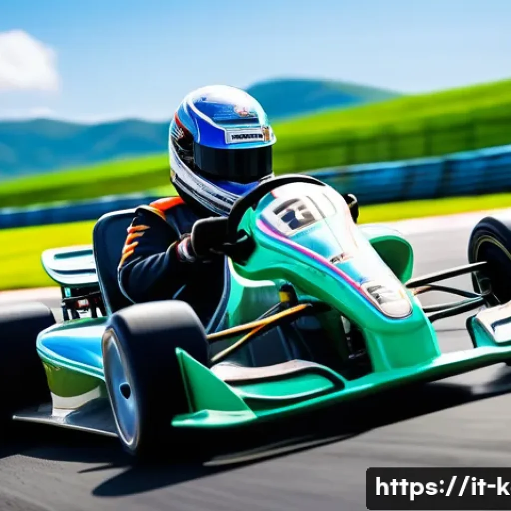 카트라이더 신규 트랙 초보 공략 - A dynamic racing scene on a modern karting track featuring a skilled driver executing a precise drif...