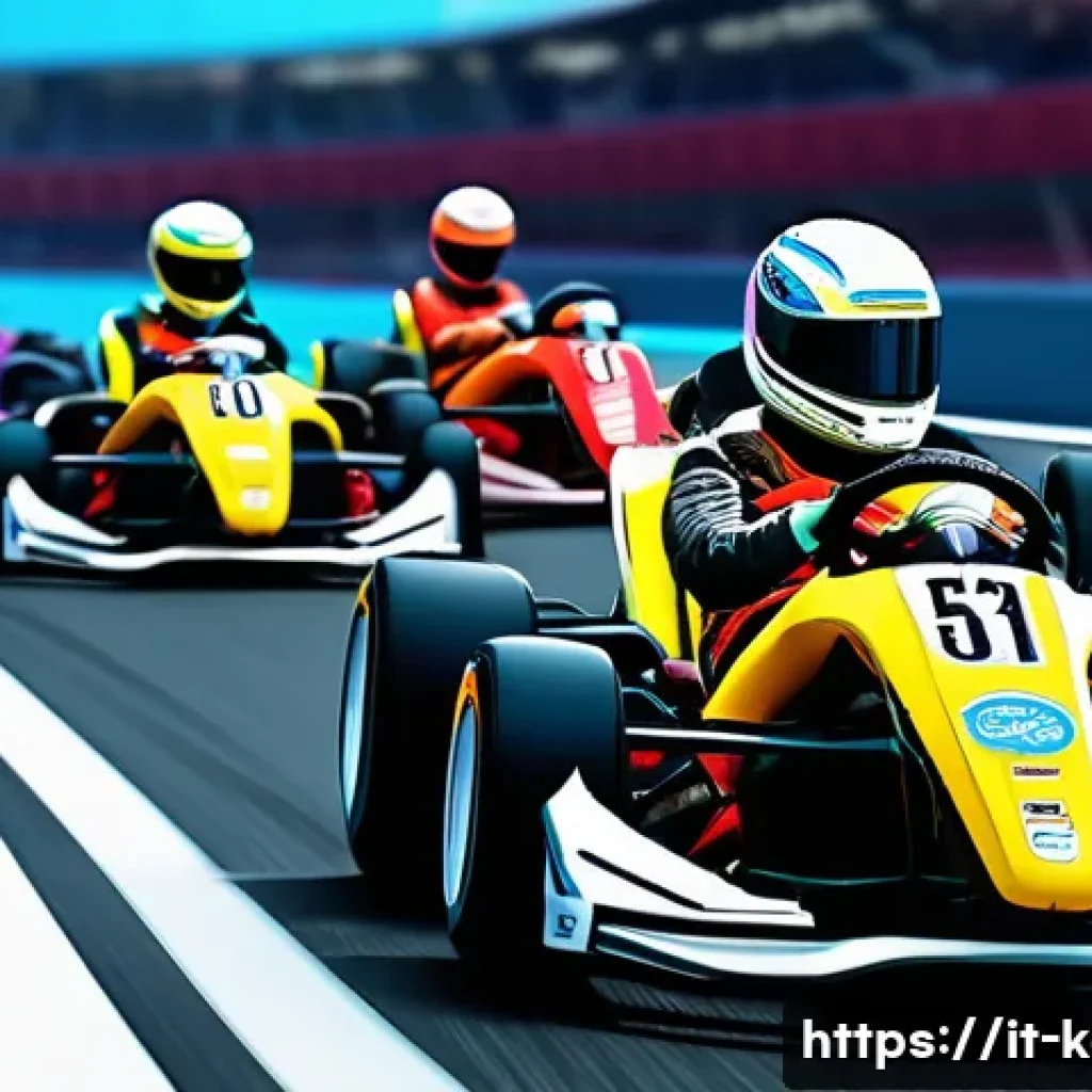 카트라이더 이벤트 공략 가이드 - A vibrant and dynamic kart racing scene featuring a diverse group of friends in colorful racing suit...