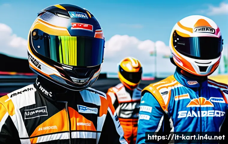 카트라이더 팀플레이 레벨업 방법 - A dynamic KartRider team scene showing diverse players strategizing before a race: a confident playe...