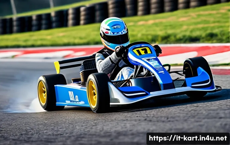 카트라이더 드리프트 숙련 팁 - A dynamic racing scene featuring a professional kart drifting skillfully around a sharp corner on a ...