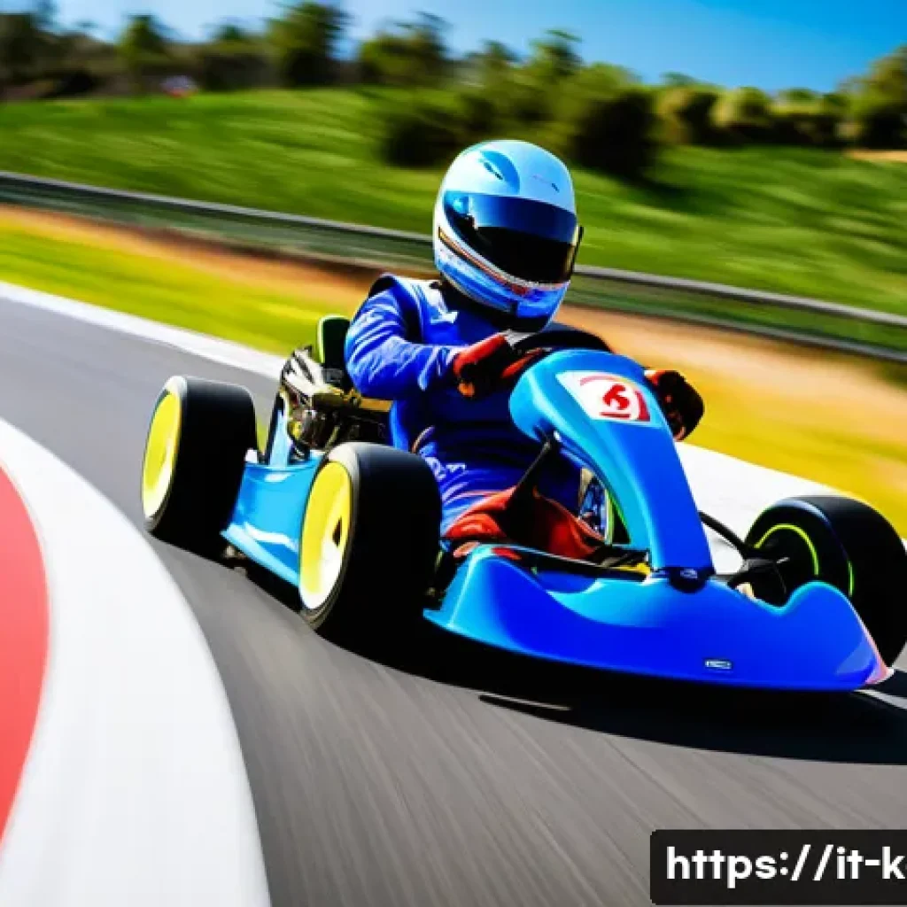 카트라이더 초보 유저를 위한 게임 공략 - A dynamic kart racing scene on a fast, linear circuit in Italy, showcasing a sleek, balanced kart wi...