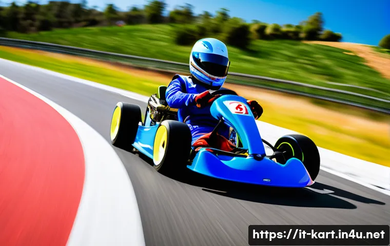 카트라이더 초보 유저를 위한 게임 공략 - A dynamic kart racing scene on a fast, linear circuit in Italy, showcasing a sleek, balanced kart wi...