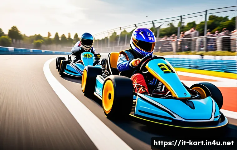 카트라이더 랭킹 시스템 작동 원리 - A dynamic KartRider race scene showcasing multiple players competing on a colorful, winding track un...
