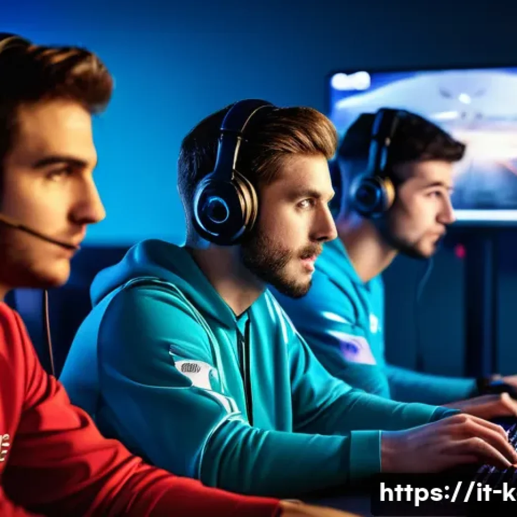 카트라이더 초보 유저를 위한 팀플레이 조언 - A dynamic esports team huddled around gaming monitors in a modern Italian gaming lounge, communicati...