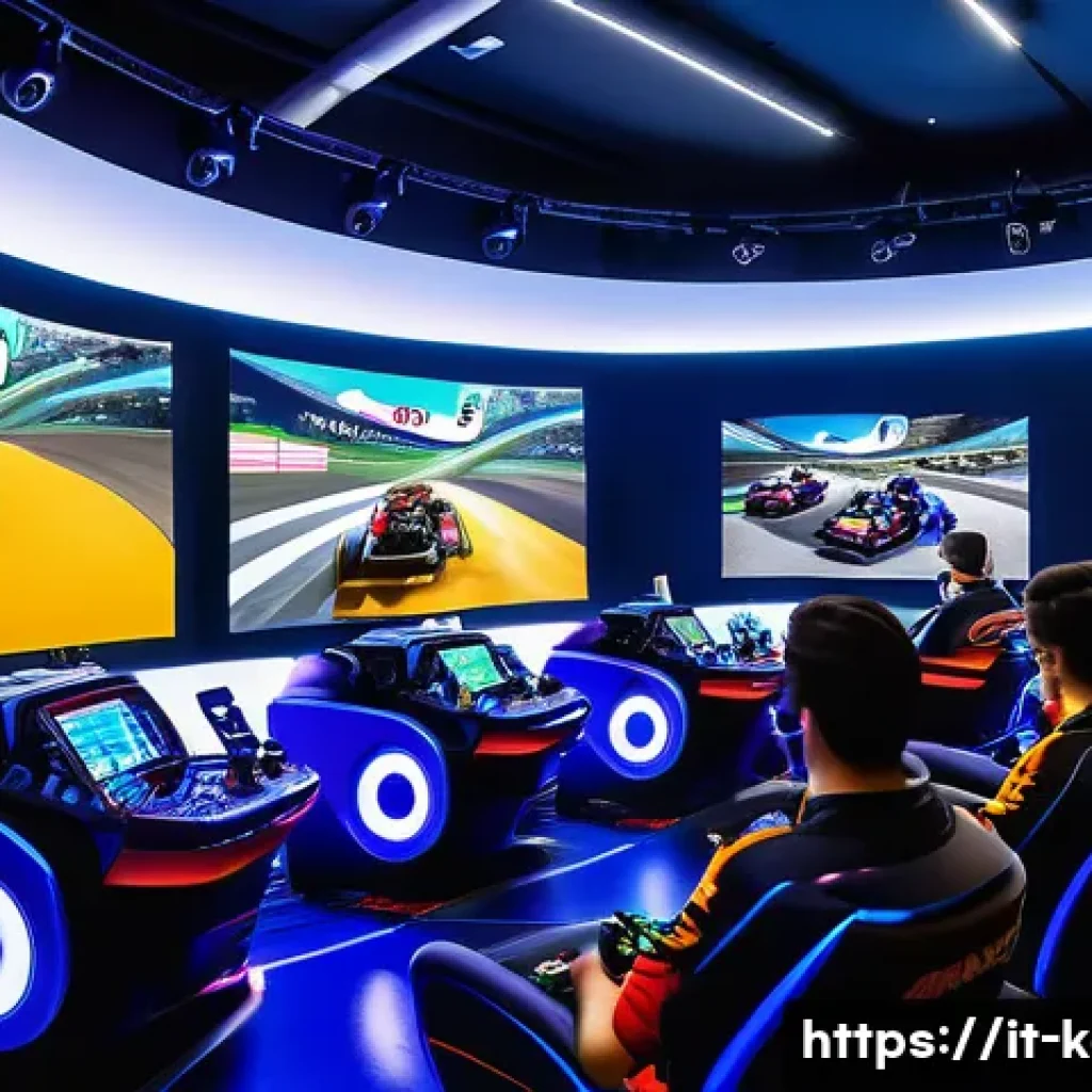 카트라이더 리그 프로모션 - A dynamic esports tournament scene featuring enthusiastic adult players competing in the KartRider L...