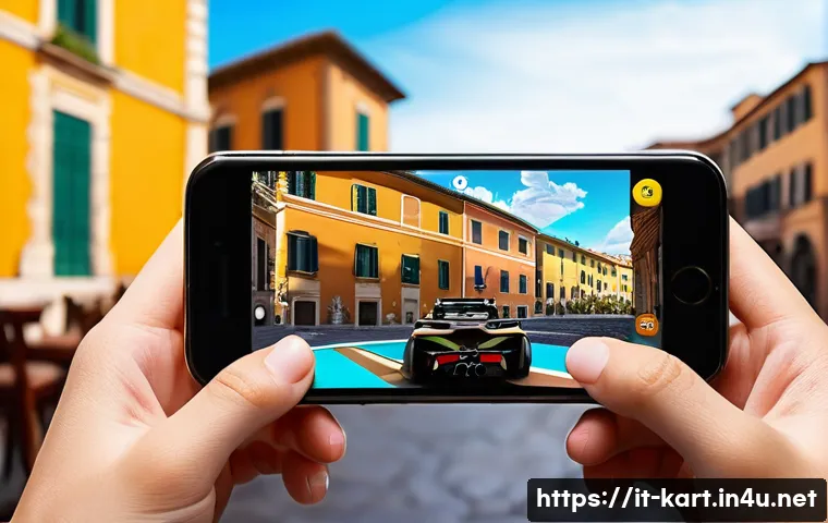 카트라이더 모바일 버전 차이점 - A vibrant mobile gaming scene showcasing a player holding a modern smartphone with a colorful KartRi...