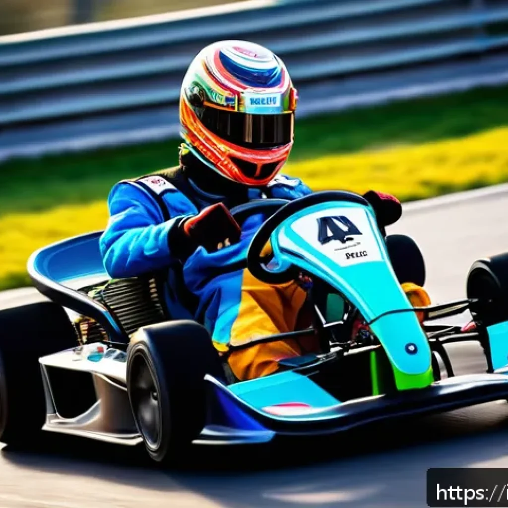 카트라이더 리그 프로필 - A dynamic scene of young kart racing drivers competing on a brightly lit, modern outdoor circuit in ...