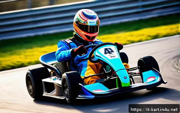 카트라이더 리그 프로필 - A dynamic scene of young kart racing drivers competing on a brightly lit, modern outdoor circuit in ...