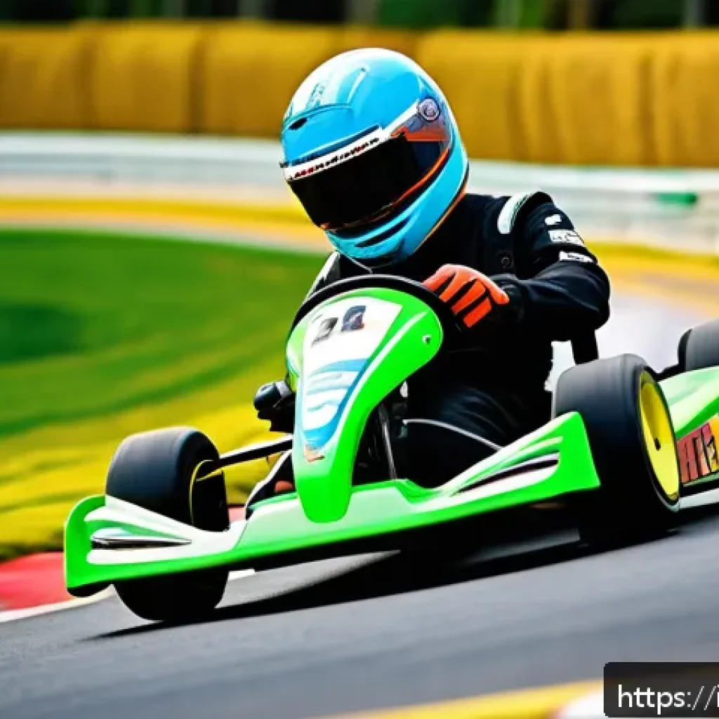 카트라이더 이벤트 성공 비결 - A dynamic racing scene of a kart drifting expertly through a tight curve on a vibrant, detailed Kart...