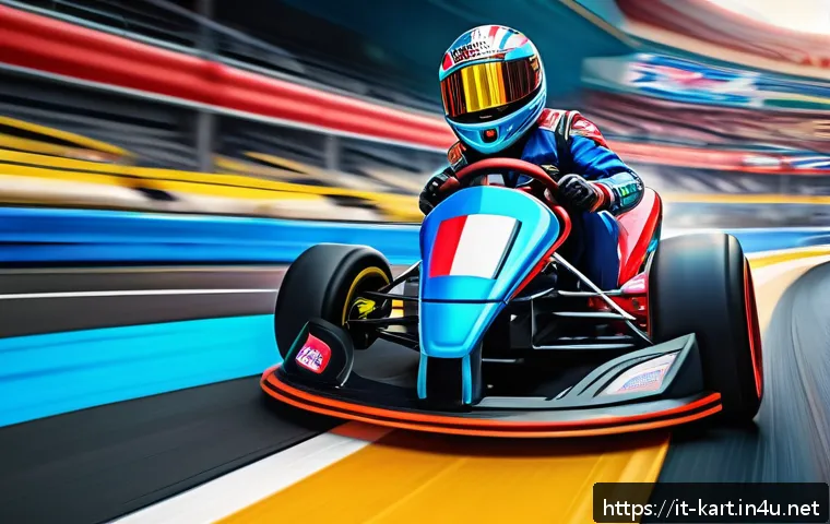 카트라이더 팬아트와 이벤트 성공 노하우 - A dynamic fanart scene featuring KartRider character Taekwon in an energetic racing pose inside a vi...