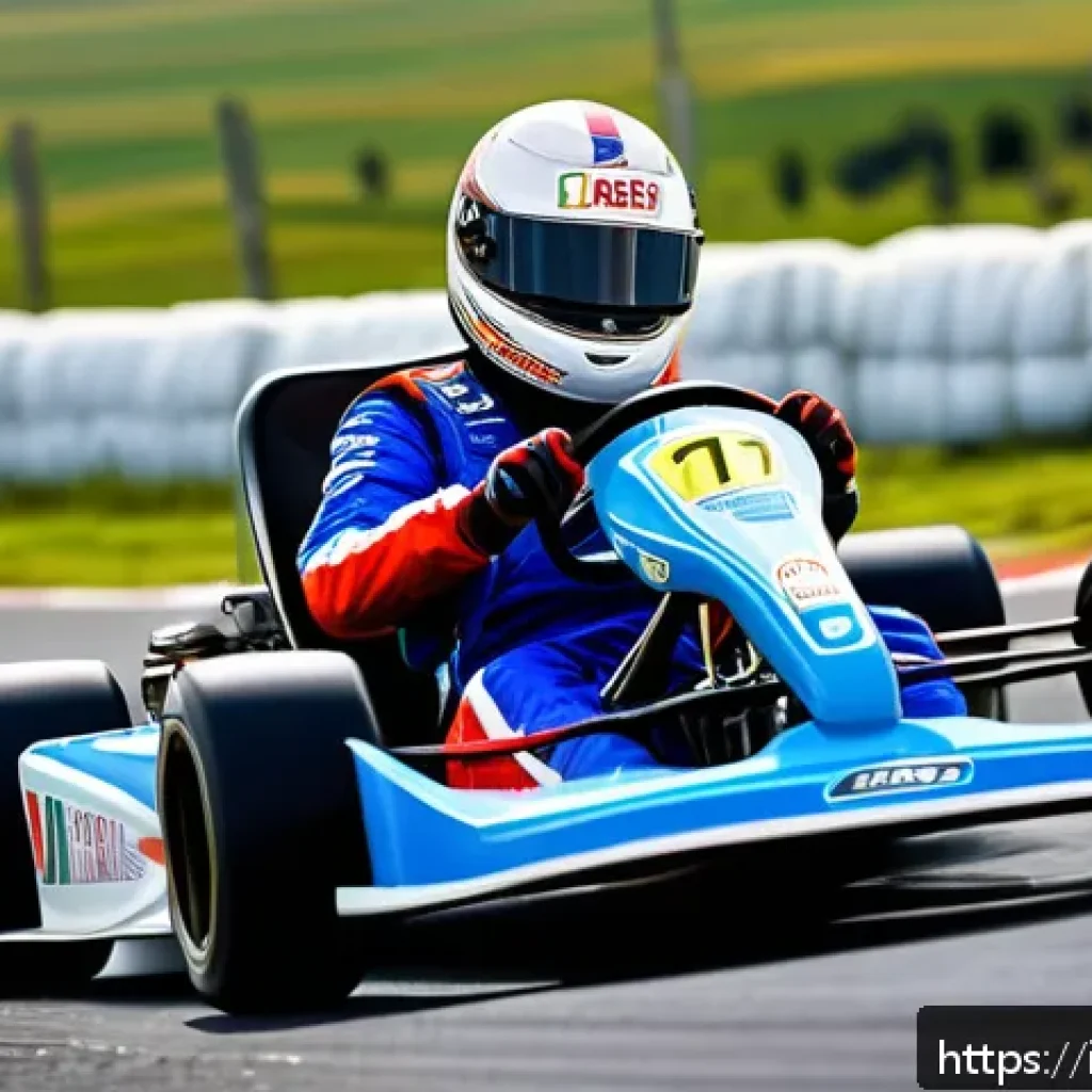 카트라이더 트랙 활용 방법 - A dynamic scene of a competitive kart racing game set on a tight, twisting race track in Italy, show...