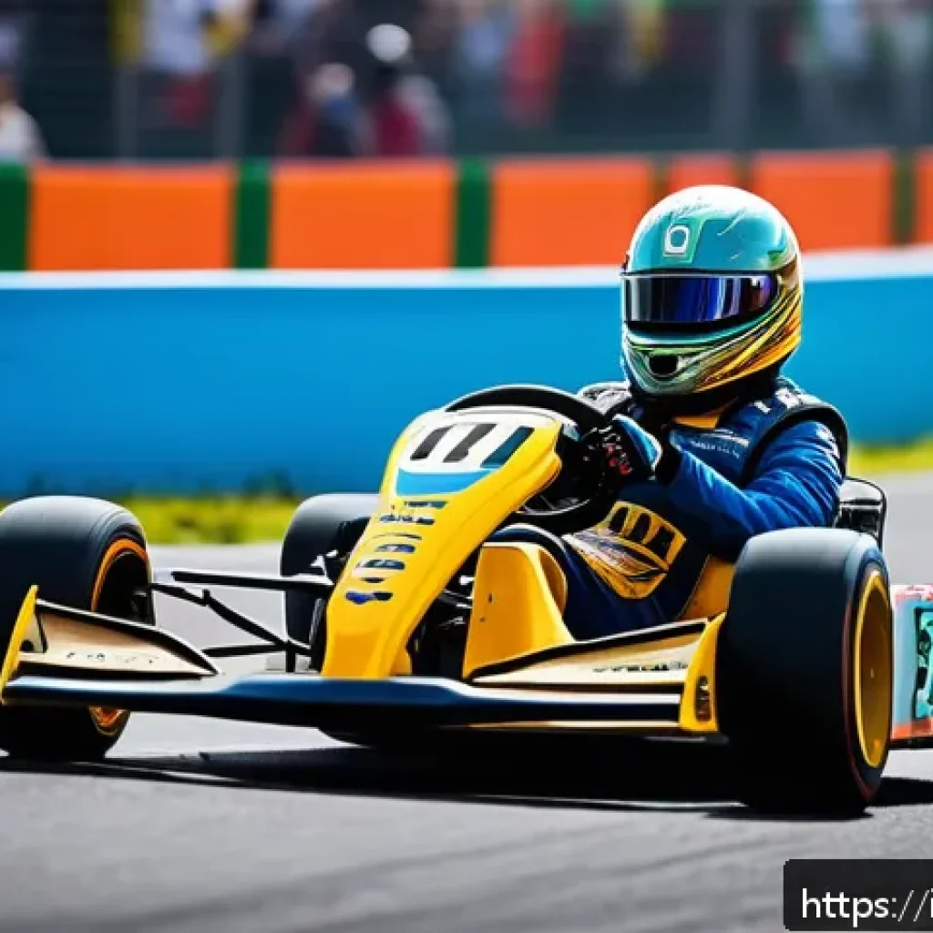 카트라이더 초보 유저를 위한 팀플레이 비결 - A dynamic team of kart racers on a vibrant, colorful racing track with diverse terrains including sh...