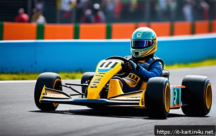 카트라이더 초보 유저를 위한 팀플레이 비결 - A dynamic team of kart racers on a vibrant, colorful racing track with diverse terrains including sh...