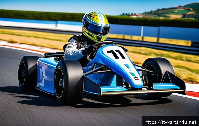 카트라이더 최고 랭커 비법 - A detailed scene of a futuristic kart racing circuit inspired by Italian landscapes, featuring a sle...