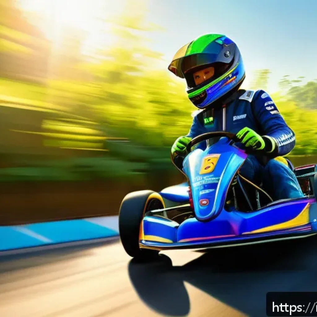 카트라이더 팬아트 대회 수상작 - A hyperrealistic digital painting of a KartRider character racing through a vibrant, sunlit track su...