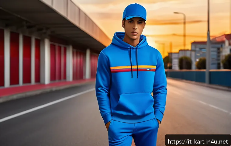 카트라이더 공식 상품 정보 - A vibrant and dynamic scene featuring a young adult wearing a KartRider branded breathable cotton-po...