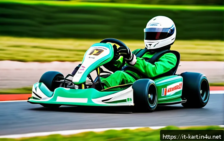 카트라이더 초보 유저의 게임 공략 노하우 - A dynamic kart racing scene on a bright, sunny day featuring a skilled driver in colorful racing gea...