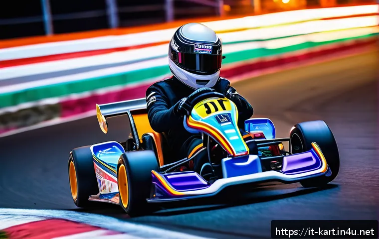 카트라이더 팬아트와 스트리머의 조언 - A vibrant and dynamic kart racing scene on the Rainbow Road track, featuring a sleek kart drifting s...
