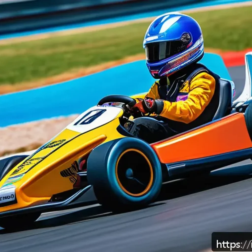 카트라이더 초보자를 위한 라이브 - A dynamic scene of a KartRider Live race on a curvy track featuring a youthful racer skillfully exec...