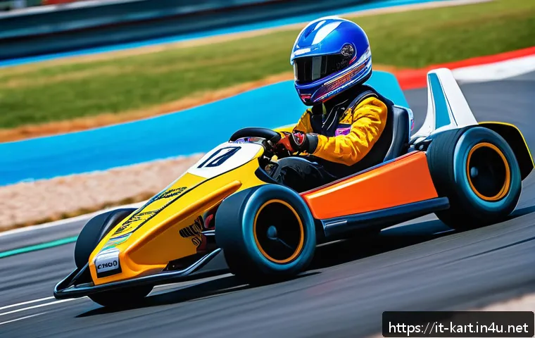 카트라이더 초보자를 위한 라이브 - A dynamic scene of a KartRider Live race on a curvy track featuring a youthful racer skillfully exec...