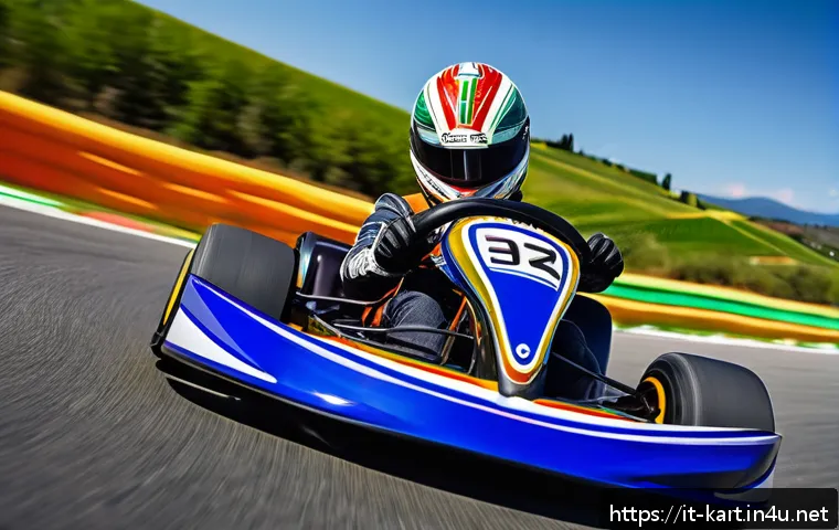 카트라이더 초보자용 드리프트 팁 - A dynamic scene of a colorful KartRider kart drifting sharply around a tight corner on a vibrant rac...