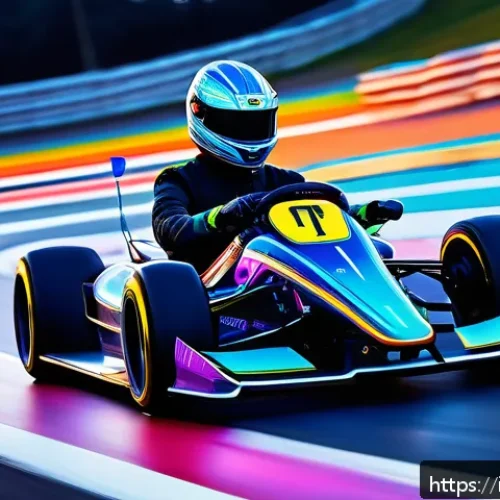 카트라이더 초보 유저의 트랙 활용 비법 - A dynamic racing scene on a vibrant, futuristic kart racing track resembling "Rainbow Road," featuri...