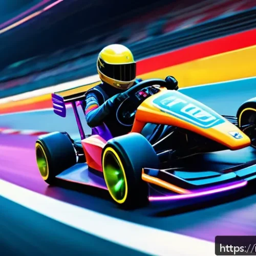 카트라이더 퀘스트 시스템 최적화 - A vibrant scene of a futuristic kart racing game set in a colorful, dynamic race track environment. ...