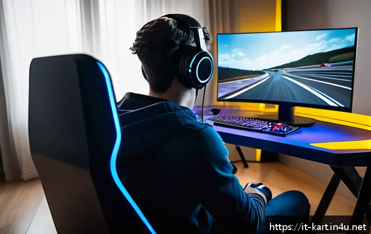 카트라이더 사용자 설정 최적화 - A professional gamer sitting at a modern gaming desk in a sleek Italian apartment, focused intensely...