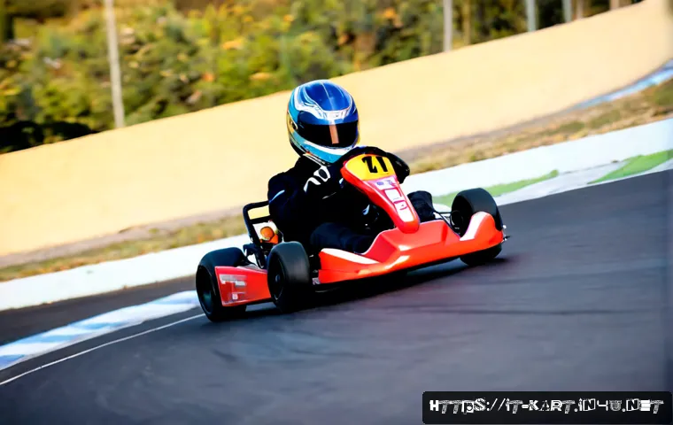카트라이더 초보자 드리프트 가이드 - Photorealistic scene of an Italian beginner kart racer practicing a smooth drift on a small outdoor ...